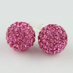 PINK! Sparkle-CZ-Round Ball-Stud-Earrings NEW! 💞